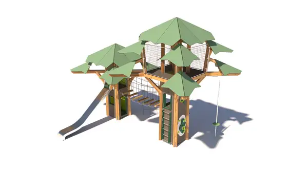 ARBRES CANOPÉES PLAYTREE FOREST ML - avec toboggan et pont de corde CANOPY DESIGN